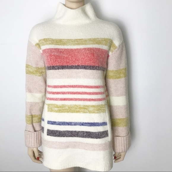 Anthropologie elana mock neck wool blend striped sweater - Picture 2 of 6